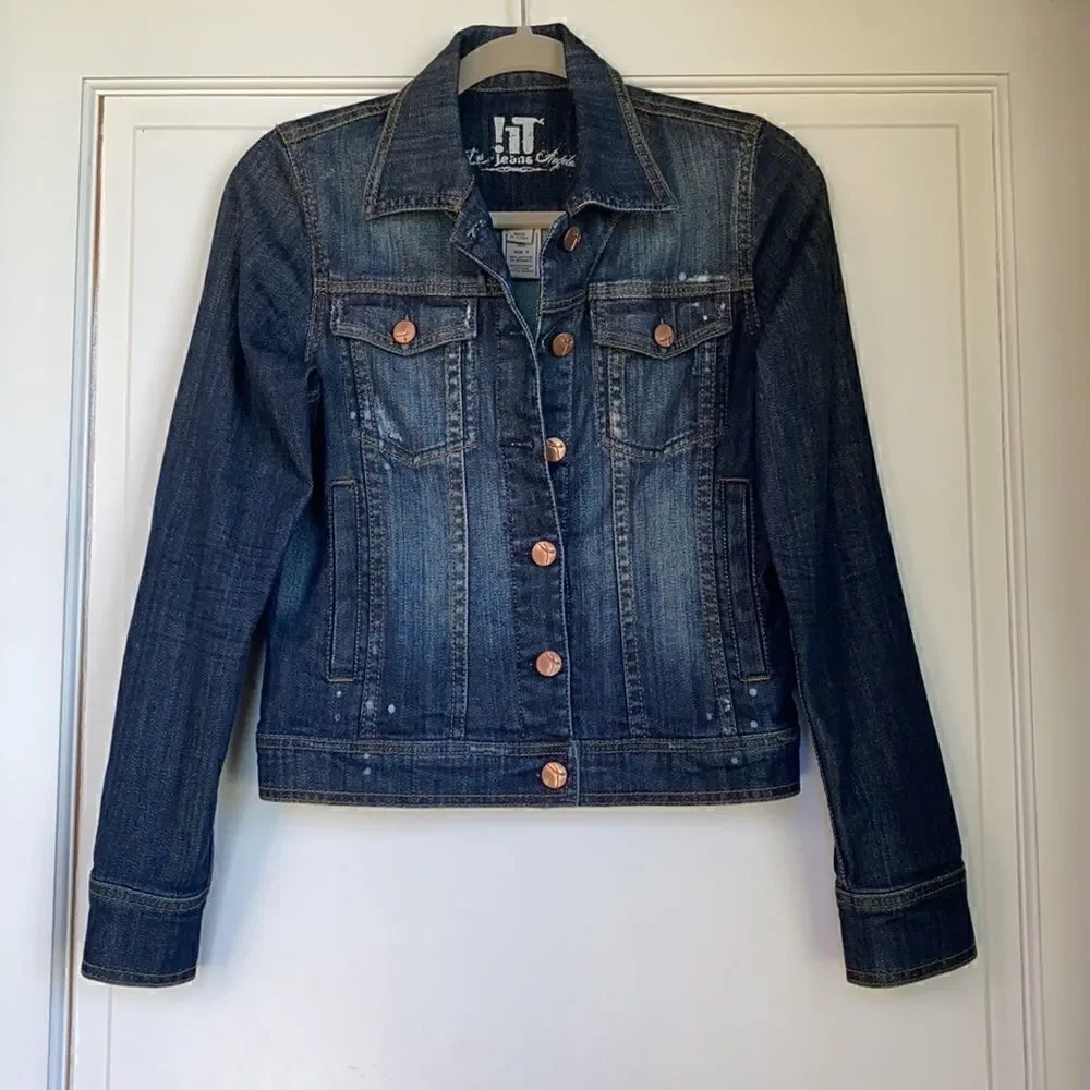 Lightly Distress Denim Jacket By IT Jeans